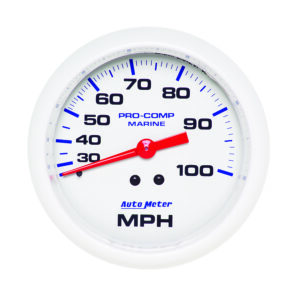 AUTOMETER Speedometer Gauge 3 3/8", 100MPH, Mechanical, Marine White
