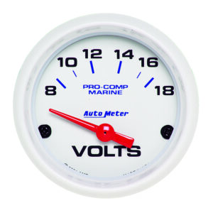 AUTOMETER Voltmeter Gauge 2 1/16", 18V, Electric, Marine White