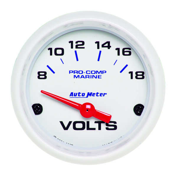 AUTOMETER Voltmeter Gauge 2 1/16", 18V, Electric, Marine White