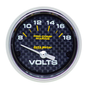 AUTOMETER Voltmeter Gauge 2 1/16", 18V, Electric, Marine Carbon Fibre