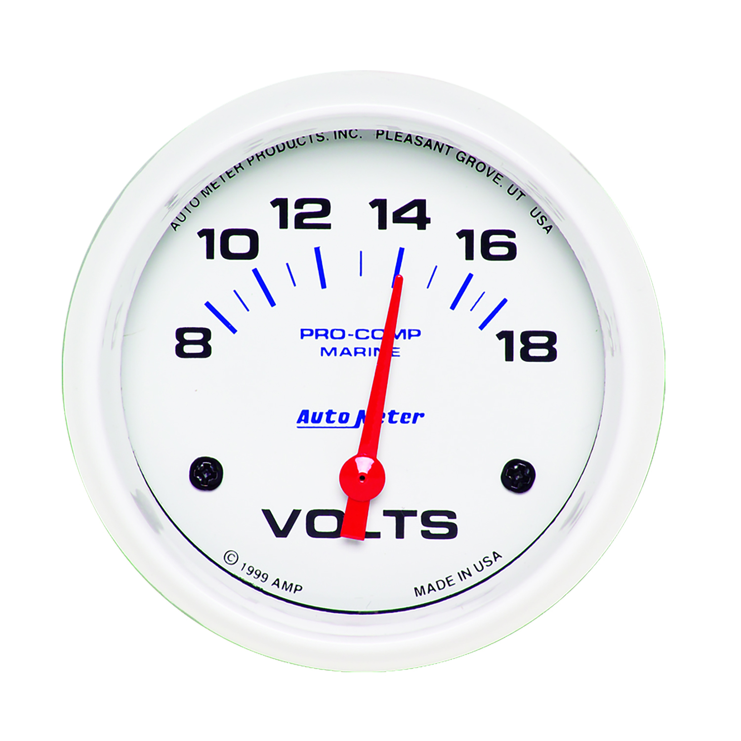 AUTOMETER Voltmeter Gauge 2 5/8", 18V, Electric, Marine White