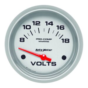 AUTOMETER Voltmeter Gauge 2 5/8", 18V, Electric, Marine Silver