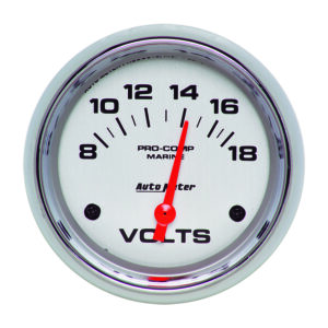 AUTOMETER Voltmeter Gauge 2 5/8", 18V, Electric, Marine Chrome