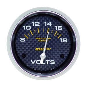AUTOMETER Voltmeter Gauge 2 5/8", 18V, Electric, Marine Carbon Fibre
