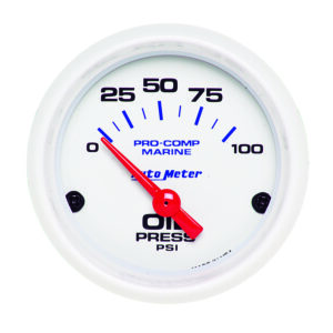 AUTOMETER Oil Pressure Gauge 2 1/16", 100PSI, Electric, Marine White