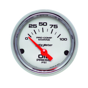 AUTOMETER Oil Pressure Gauge 2 1/16", 100PSI, Electric, Marine Chrome