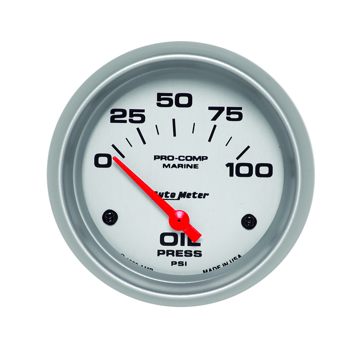 AUTOMETER Oil Pressure Gauge 2 5/8", 100PSI, Electric, Marine Silver