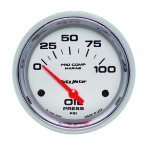 AUTOMETER Oil Pressure Gauge 2 5/8", 100PSI, Electric, Marine Chrome