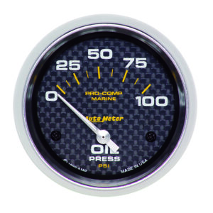 AUTOMETER Oil Pressure Gauge 2 5/8", 100PSI, Electric, Marine Carbon Fibre