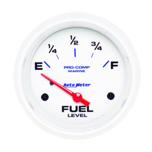 AUTOMETER Fuel Level Gauge 2 5/8", 240° To 33°F, Elec, Marine White