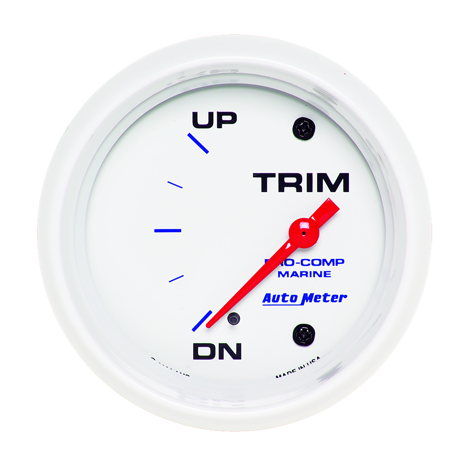 AUTOMETER Gauge, Trim Level, 2 5/8", 0°Down-90°Up, Electric, Marine White