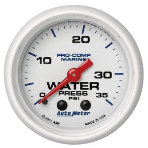 AUTOMETER Water Pressure Gauge 2 1/16", 35PSI, Mechanical, Marine White