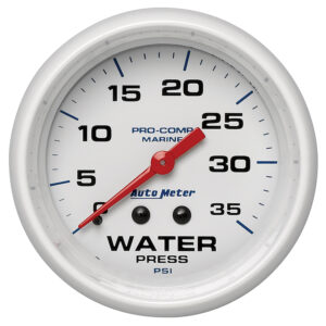 AUTOMETER Water Pressure Gauge 2 5/8", 35PSI, Mechanical, Marine White
