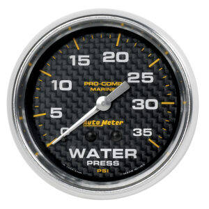 AUTOMETER Water Pressure Gauge 2 5/8", 35PSI, Mechanical, Marine Carbon Fibre