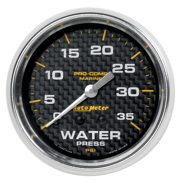 AUTOMETER Water Pressure Gauge 2 5/8", 35PSI, Mechanical, Marine Carbon Fibre