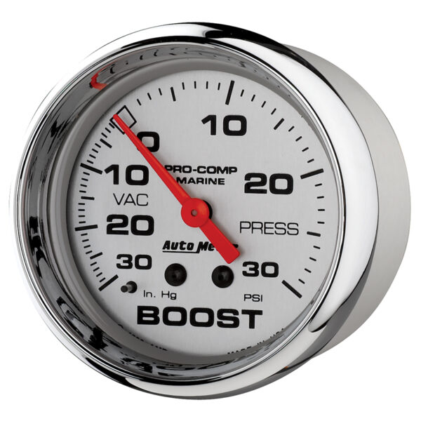 AUTOMETER Vacuum/Boost Gauge 2 5/8", 30Inhg-30PSI, Mechanical, Marine Chrome - Image 2