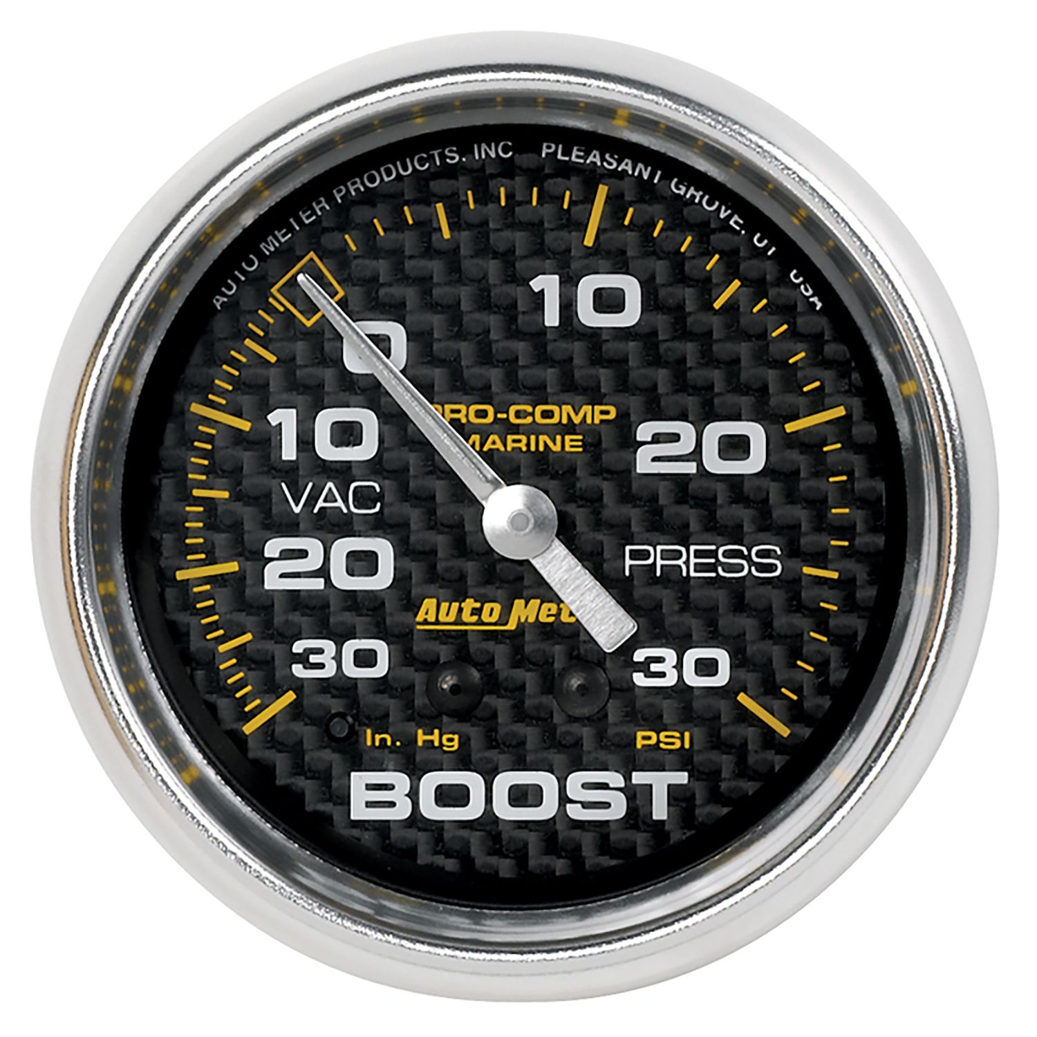 AUTOMETER Vacuum/Boost Gauge 2 5/8", 30Inhg-30PSI, Mechanical, Marine Carbon Fibre