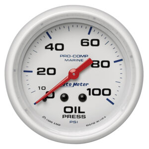 AUTOMETER Oil Pressure Gauge 2 5/8", 100PSI, Mechanical, Marine White