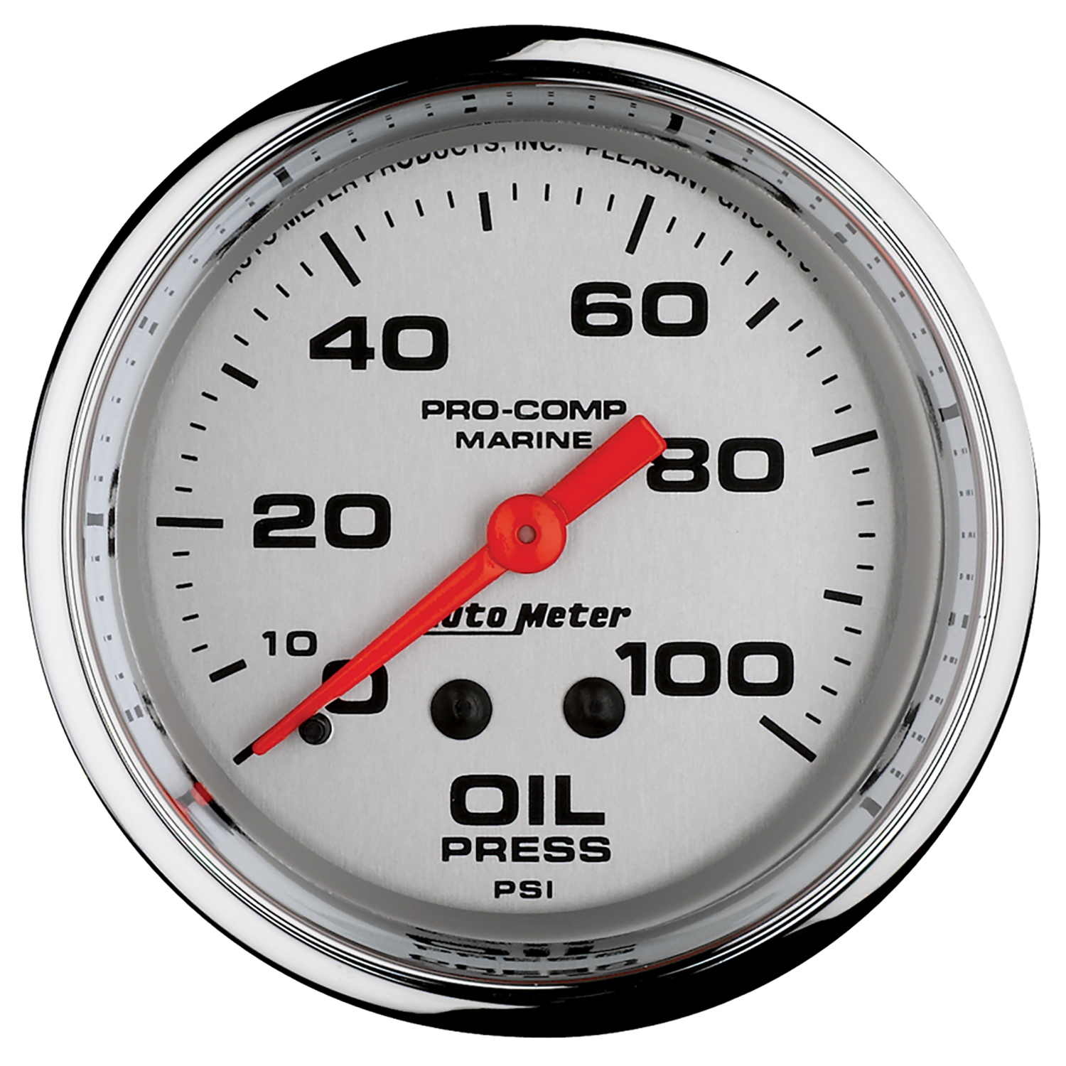 AUTOMETER Oil Pressure Gauge 2 5/8", 100PSI, Mechanical, Marine Chrome