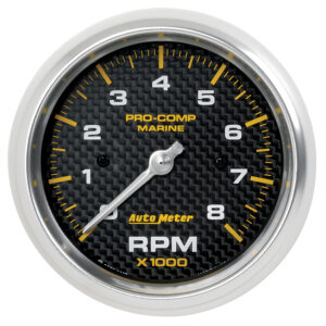 AUTOMETER Tachometer Gauge 3 3/8", 8K RPM, Marine Carbon Fibre