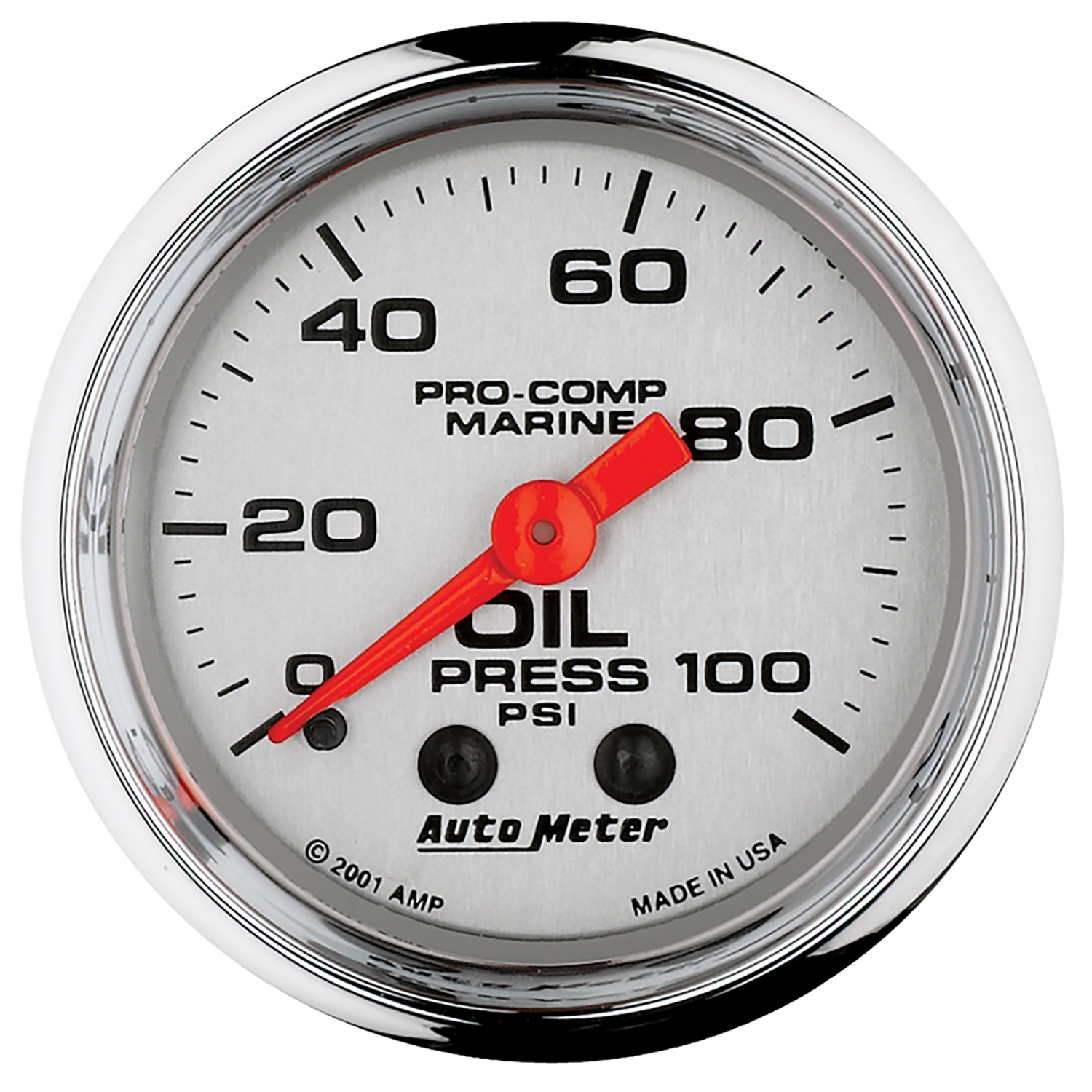 AUTOMETER Oil Pressure Gauge 2 1/16", 100PSI, Mechanical, Marine Chrome