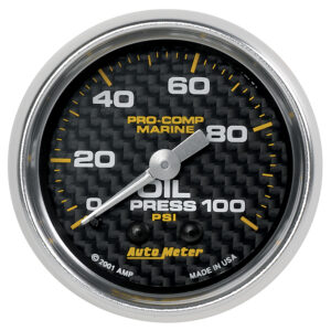 AUTOMETER Oil Pressure Gauge 2 1/16", 100PSI, Mechanical, Marine Carbon Fibre