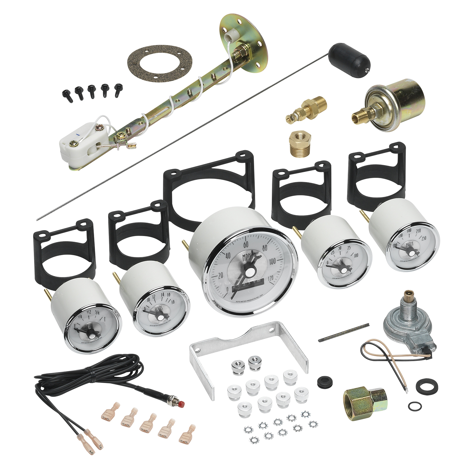 AUTOMETER 5pc Gauge Kit 3 3/8" & 2 1/16", Elec. Speedo W/ Wheel Odo, Prestige Pearl - Image 2