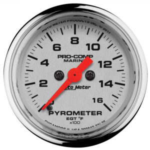 AUTOMETER Gauge, Pyrometer, 2 1/16", 0-1,600°f, Marine Chrome