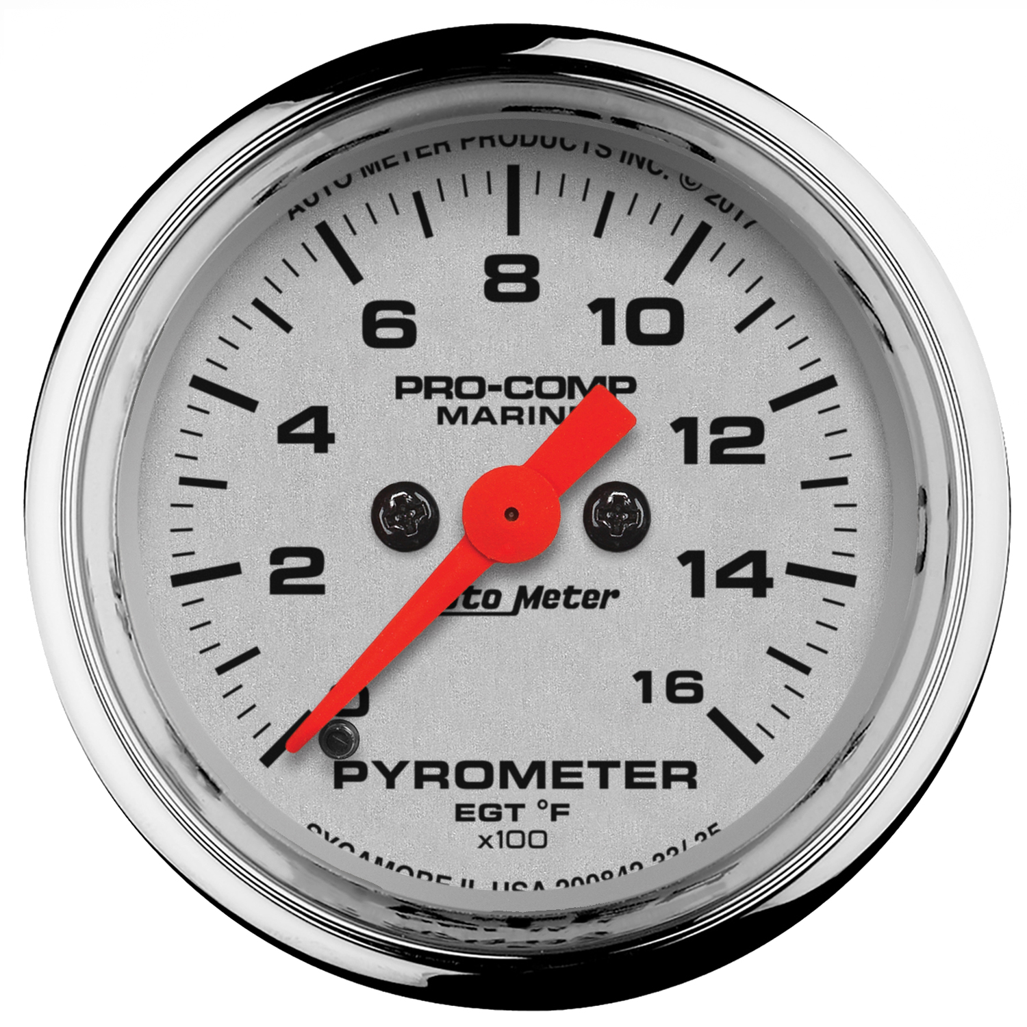AUTOMETER Gauge, Pyrometer, 2 1/16", 0-1,600&deg;f, Marine Chrome