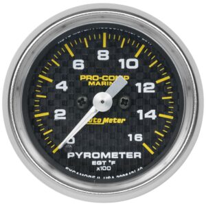 AUTOMETER Gauge, Pyrometer, 2 1/16", 0-1,600°f, Marine Carbon Fibre