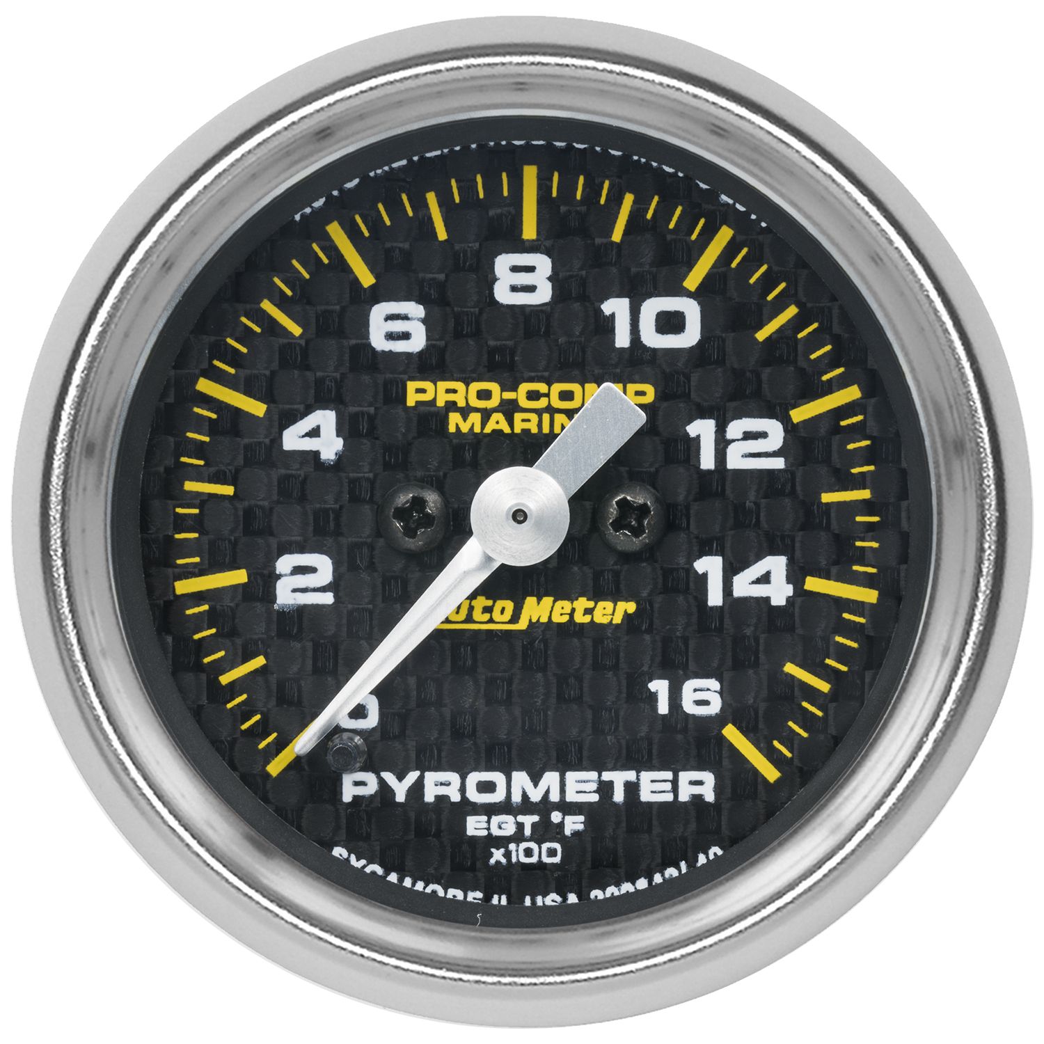 AUTOMETER Gauge, Pyrometer, 2 1/16", 0-1,600°f, Marine Carbon Fibre