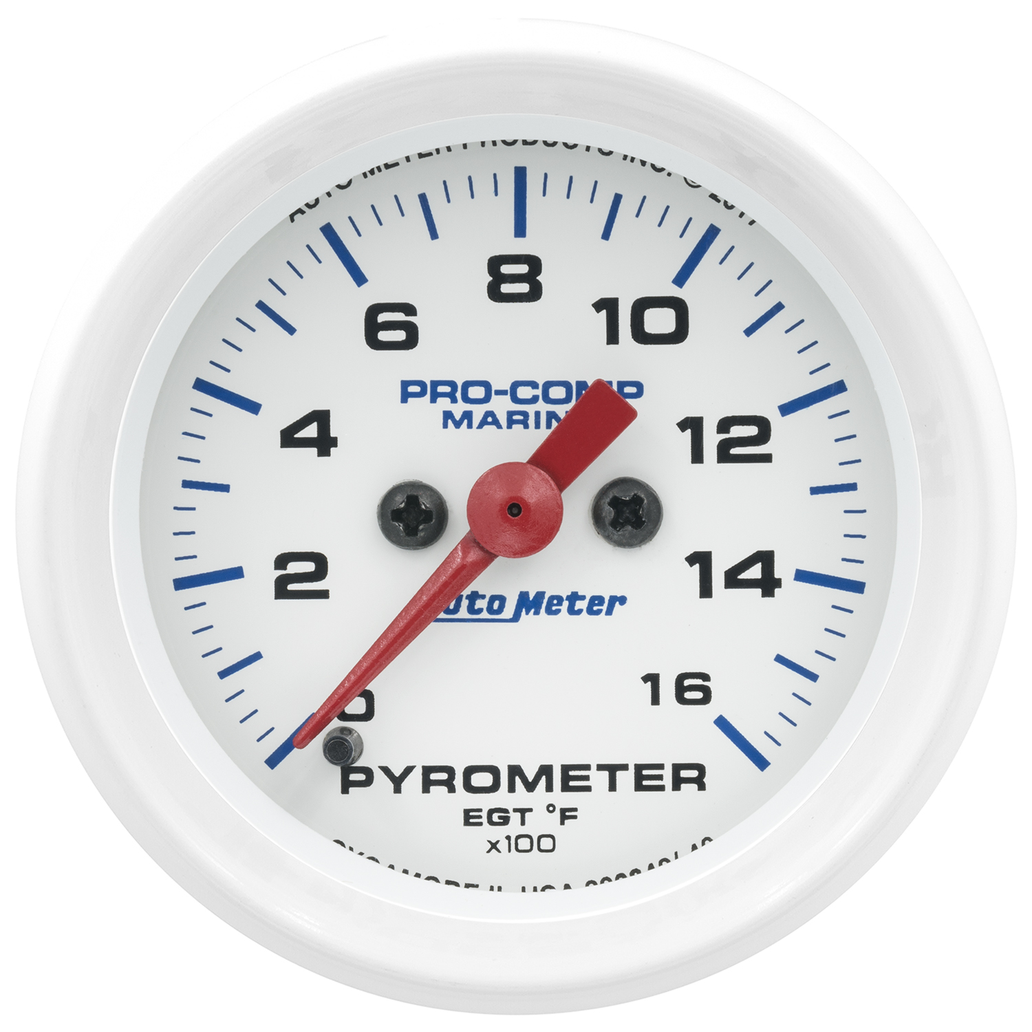 AUTOMETER Gauge, Pyrometer, 2 1/16", 0-1,600°f, Marine White