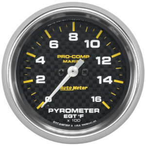 AUTOMETER Gauge, Pyrometer, 2 5/8", 0-1,600°f, Marine Carbon Fibre