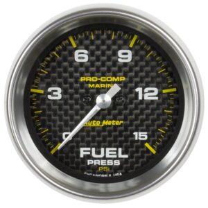 AUTOMETER Fuel Pressure Gauge 2 1/16", 15PSI, Digital Stepper Motor, Marine Carbon Fibre