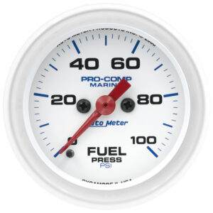 AUTOMETER Fuel Pressure Gauge 2 1/16", 100PSI, Digital Stepper Motor, Marine White