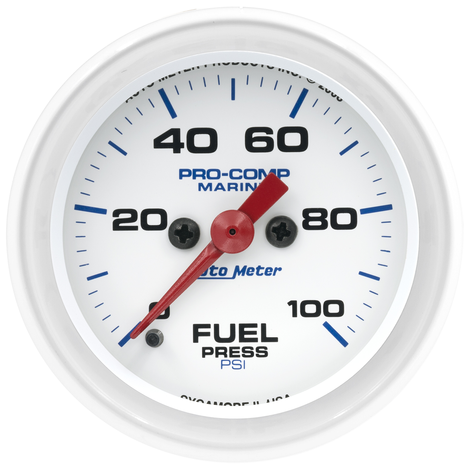 AUTOMETER Fuel Pressure Gauge 2 1/16", 100PSI, Digital Stepper Motor, Marine White