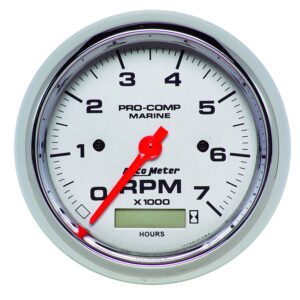 AUTOMETER Tachometer Gauge 3 3/8", 7K RPM, W/ Hourmeter, Marine Chrome