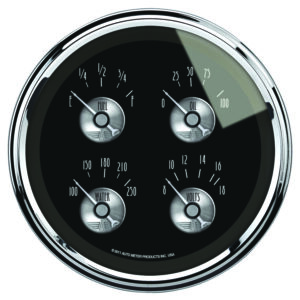 AUTOMETER Gauge, Quad, 5", 240°-33°F, Elec, Prestige Black Diamond