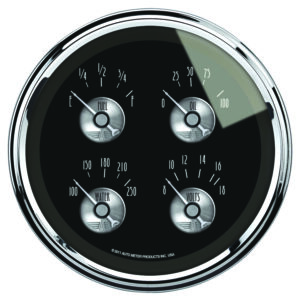 AUTOMETER Gauge, Quad, 5", 0° To 90°F, Elec, Prestige Black Diamond