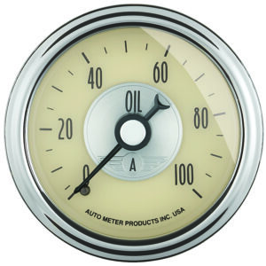 AUTOMETER Oil Pressure Gauge 2 1/16", 100PSI, Mech, Prestige Antique Ivory