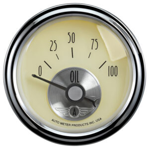 AUTOMETER Oil Pressure Gauge 2 1/16", 100PSI, Elec, Prestige Antique Ivory