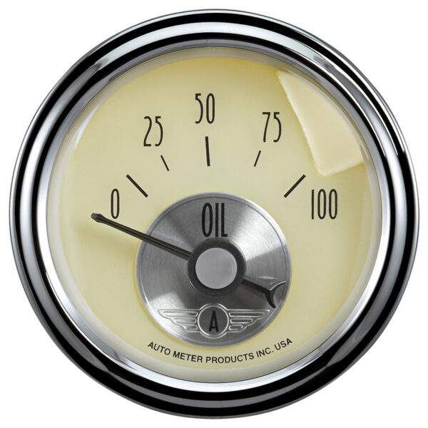 AUTOMETER Oil Pressure Gauge 2 1/16", 100PSI, Elec, Prestige Antique Ivory