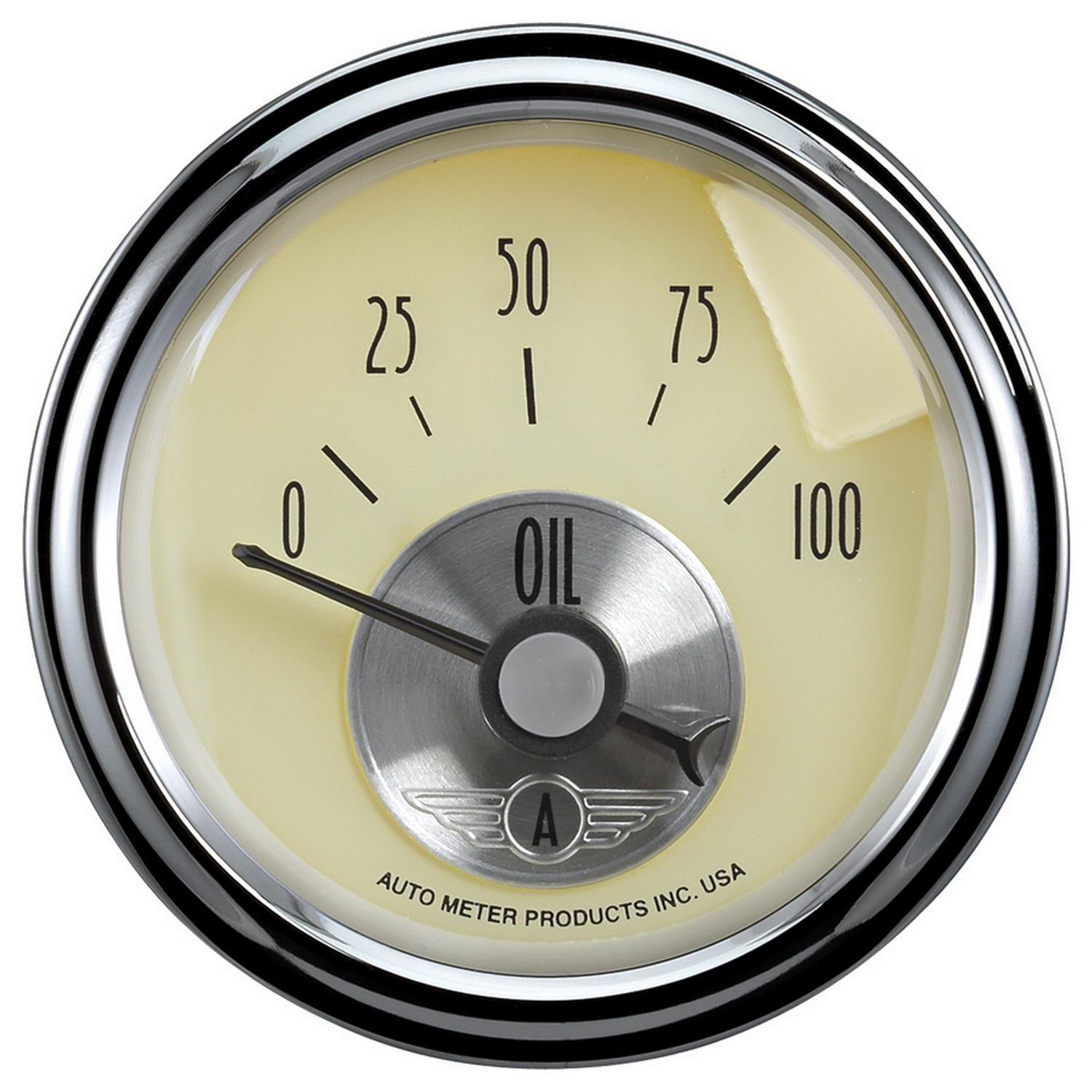 AUTOMETER Oil Pressure Gauge 2 1/16", 100PSI, Elec, Prestige Antique Ivory