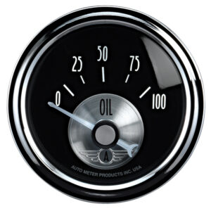 AUTOMETER Oil Pressure Gauge 2 1/16", 100PSI, Elec, Prestige Black Diamond