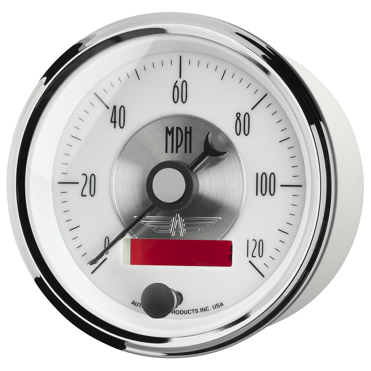AUTOMETER Speedometer Gauge 3 3/8", 120MPH, Elec. Program W/LCD Odo, Prestige Pearl - Image 2