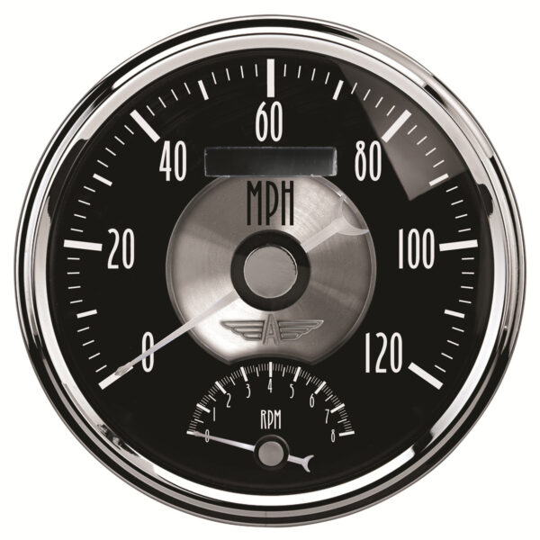 AUTOMETER Tacho/Speedo Gauge 5", 120MPH & 8K RPM, Elec. Program, Prestige Black Diamond