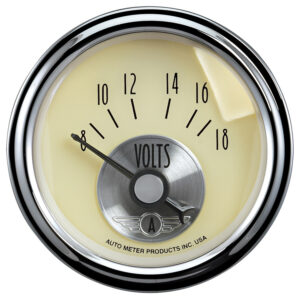 AUTOMETER Voltmeter Gauge 2 1/16", 18V, Elec, Prestige Antique Ivory
