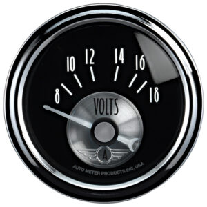 AUTOMETER Voltmeter Gauge 2 1/16", 18V, Elec, Prestige Black Diamond