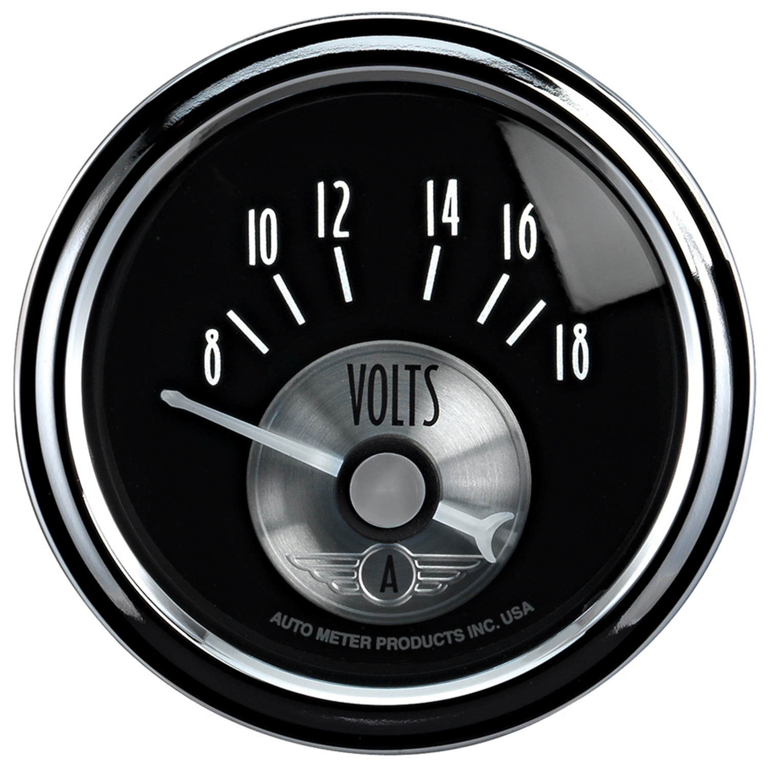 AUTOMETER Voltmeter Gauge 2 1/16", 18V, Elec, Prestige Black Diamond