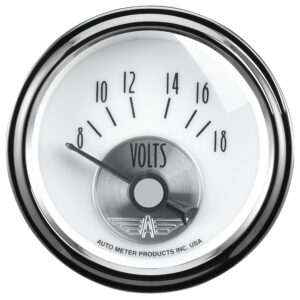 AUTOMETER Voltmeter Gauge 2 1/16", 18V, Elec, Prestige Pearl